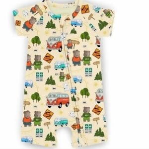 NEW SUTTONS BUTTONS ADVENTURE BEARS SHORTY ZIP UP ONE PIECE 3-6 MONTHS